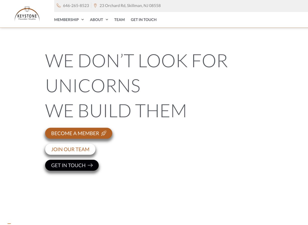 Keystone Founder Studio desktop website preview